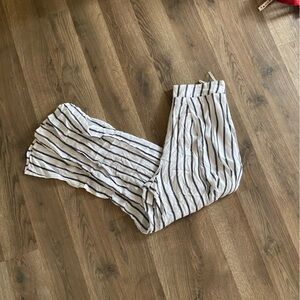 Black and White Romper Style Striped Pants